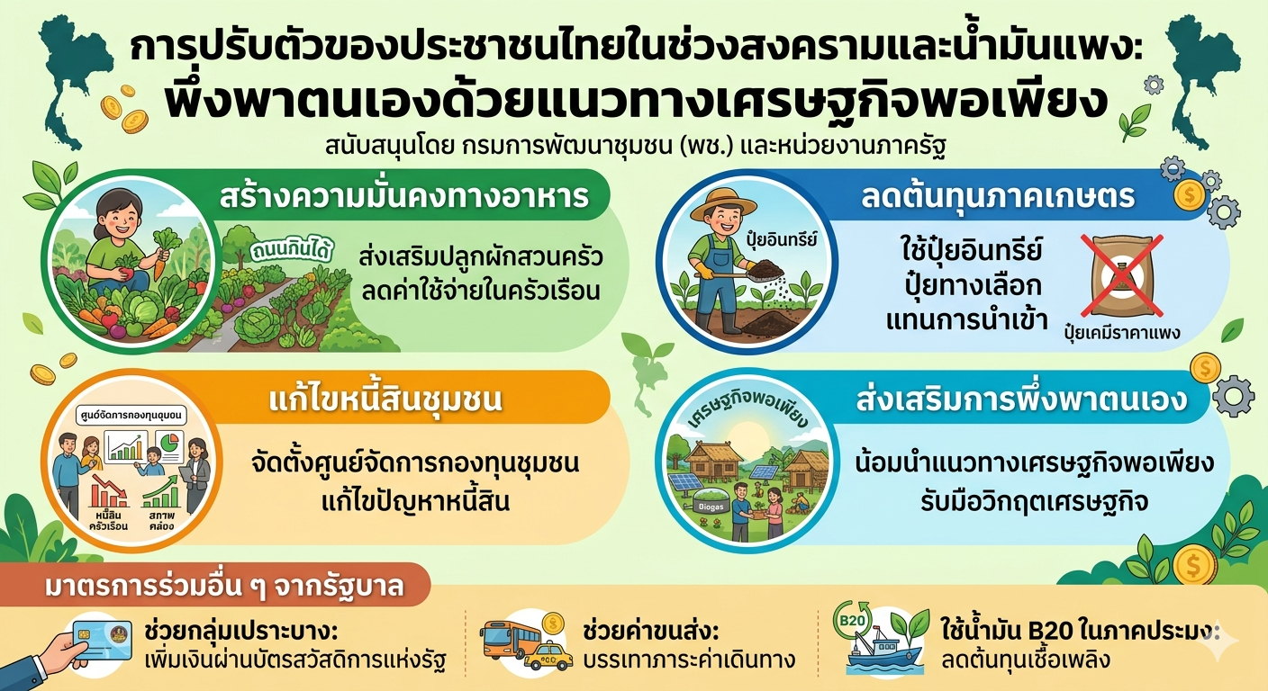 พช.บ้านด่าน ชูแนวทาง "เศรษฐกิจพอเพียง" สู้ภัยน้ำมันแพงและวิกฤตสงคราม